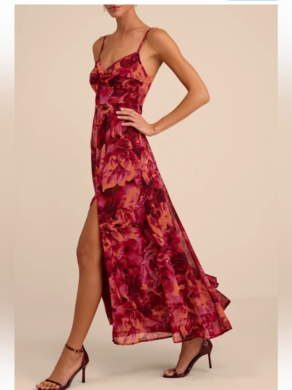 Lulus Beautiful Soul Floral Maxi Dress in Magenta and Pink size M - Picture 3 of 13